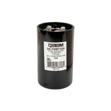 Pem Motors Rotom 708B, 708-850MFD, 110/125V, Start Capacitor, Round 708B
